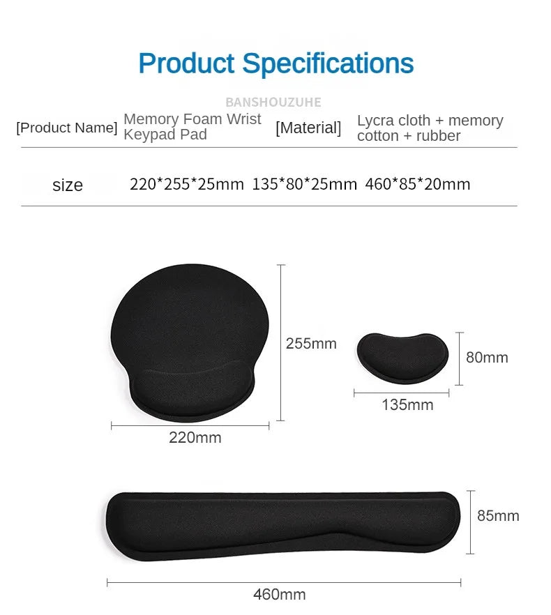 Mouse & Keyboard Wrist Support Pad | Memory Foam Non-Slip Rest for PC, Gaming & Office