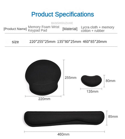 Mouse & Keyboard Wrist Support Pad | Memory Foam Non-Slip Rest for PC, Gaming & Office