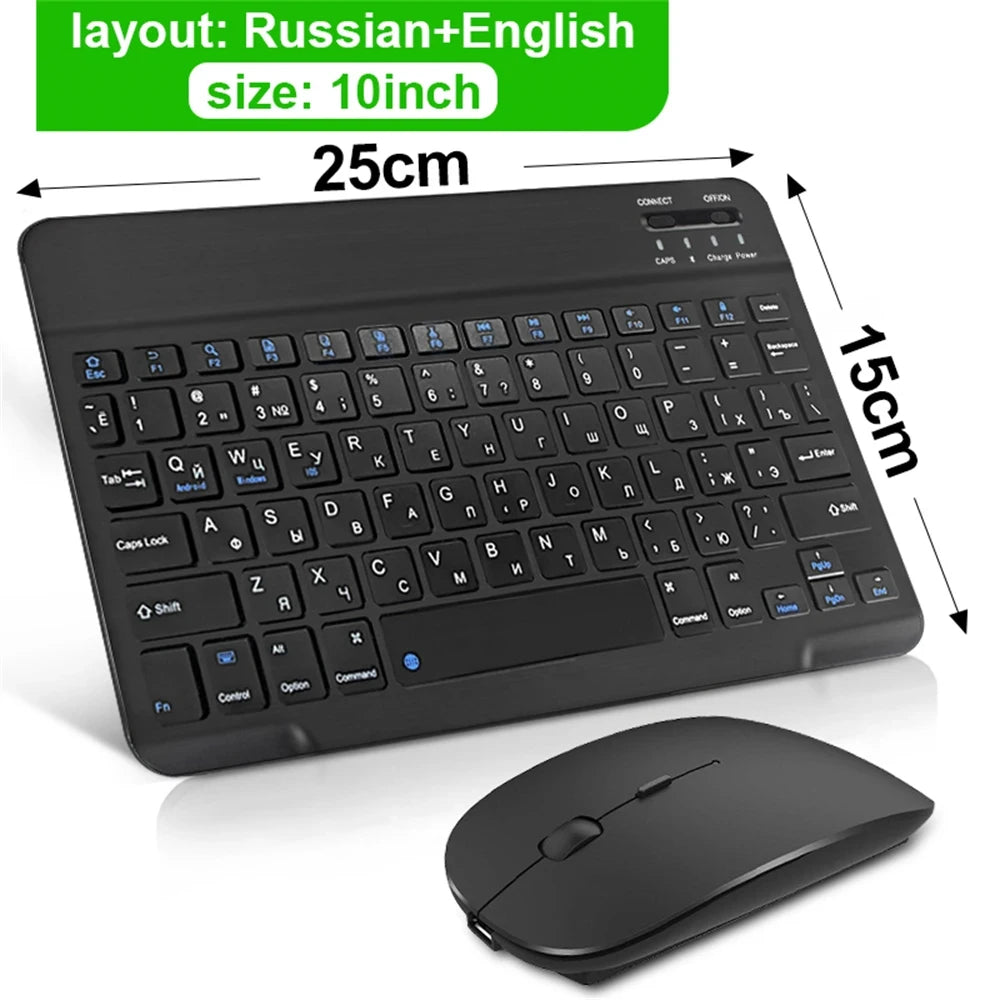 Bluetooth Wireless Keyboard & Mouse Combo | Multi-Language for iOS, Android & Windows Tablets