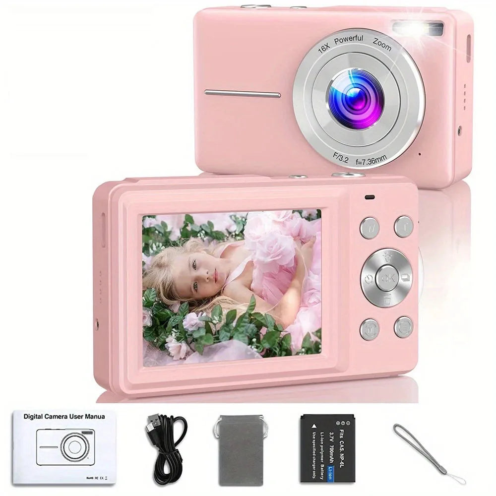 Digital Camera for Kids | 44MP Compact Camcorder with 16x Zoom & 1080P HD Video – Beginner Photography Camera