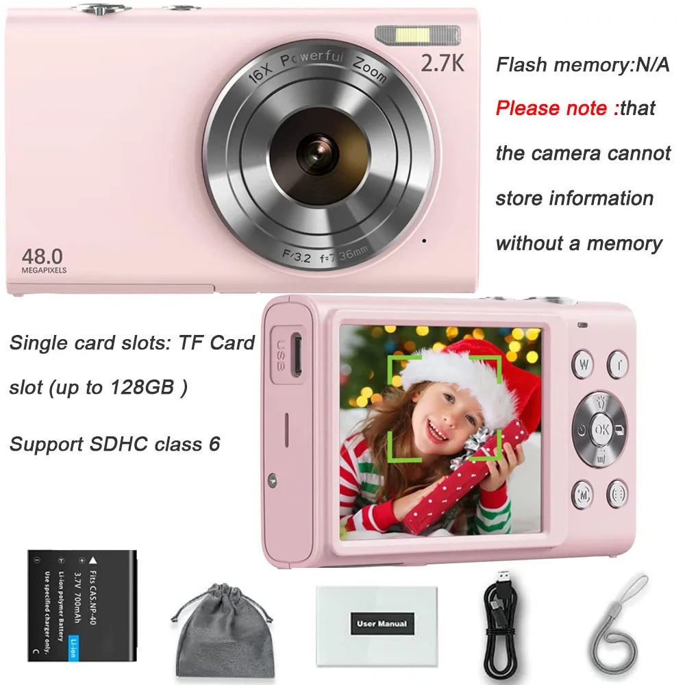 4K Digital Vlogging Camera | 48MP Autofocus HD Camcorder with 2.8" Screen for Kids & Adults