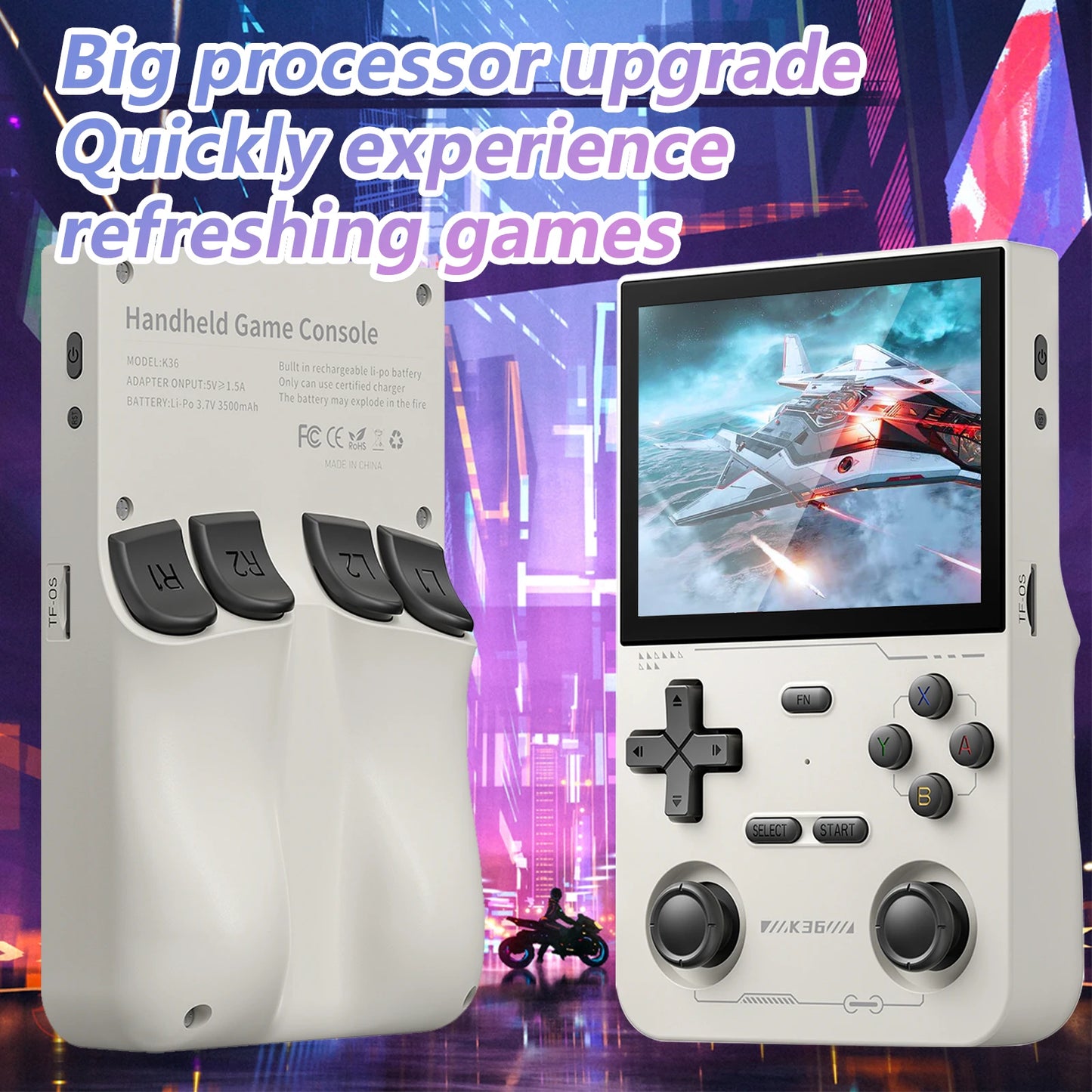 GAMINJA K36 Handheld Game Console | 3.5" IPS Screen, 64GB Built-in Simulator Games