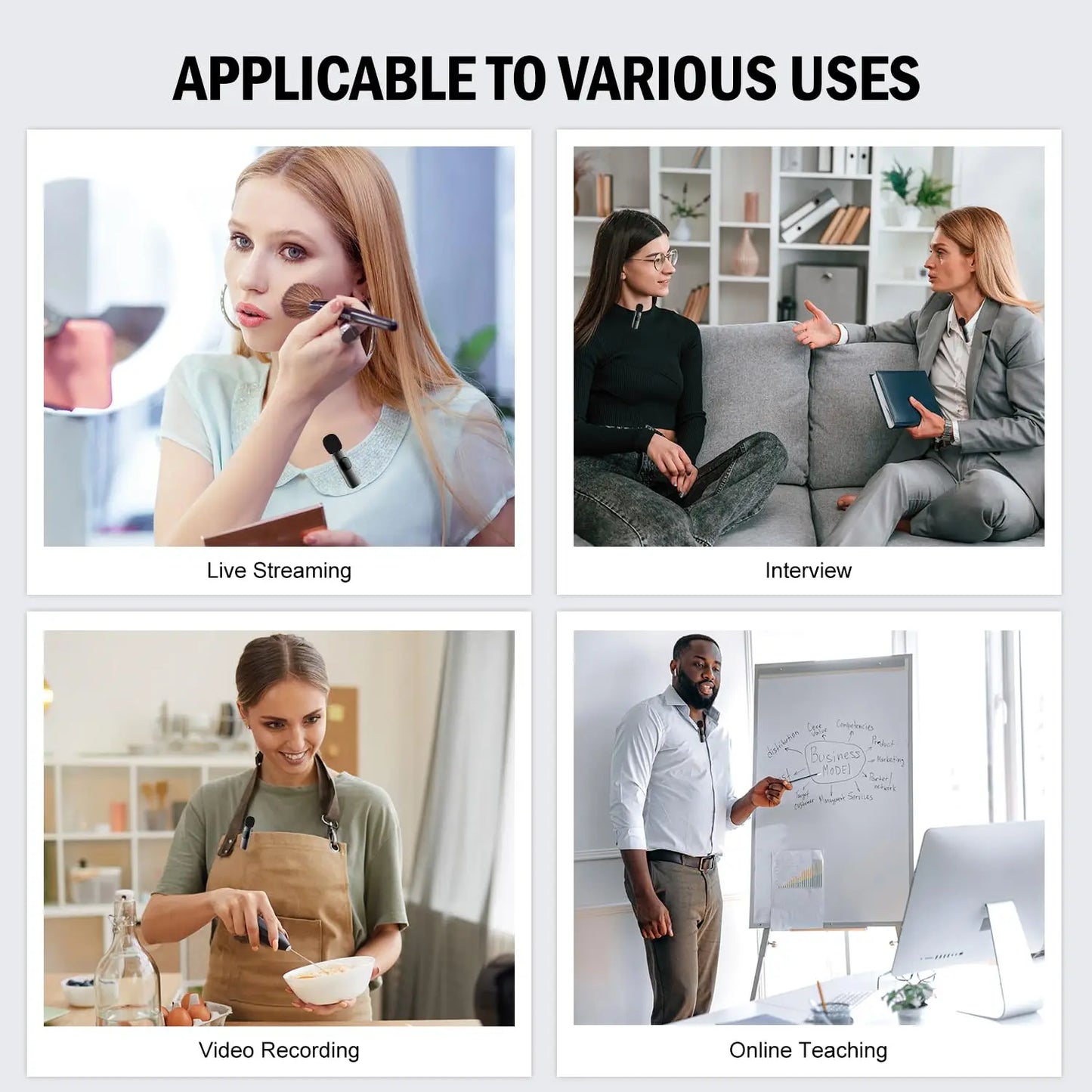 Basix Wireless Lavalier Microphone | Mini Audio Recorder for iPhone 16, Vlogging & YouTube Videos