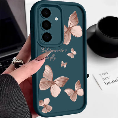 Gold Butterfly Soft TPU Case | Protective Phone Cover for Samsung Galaxy A & S Series 5G