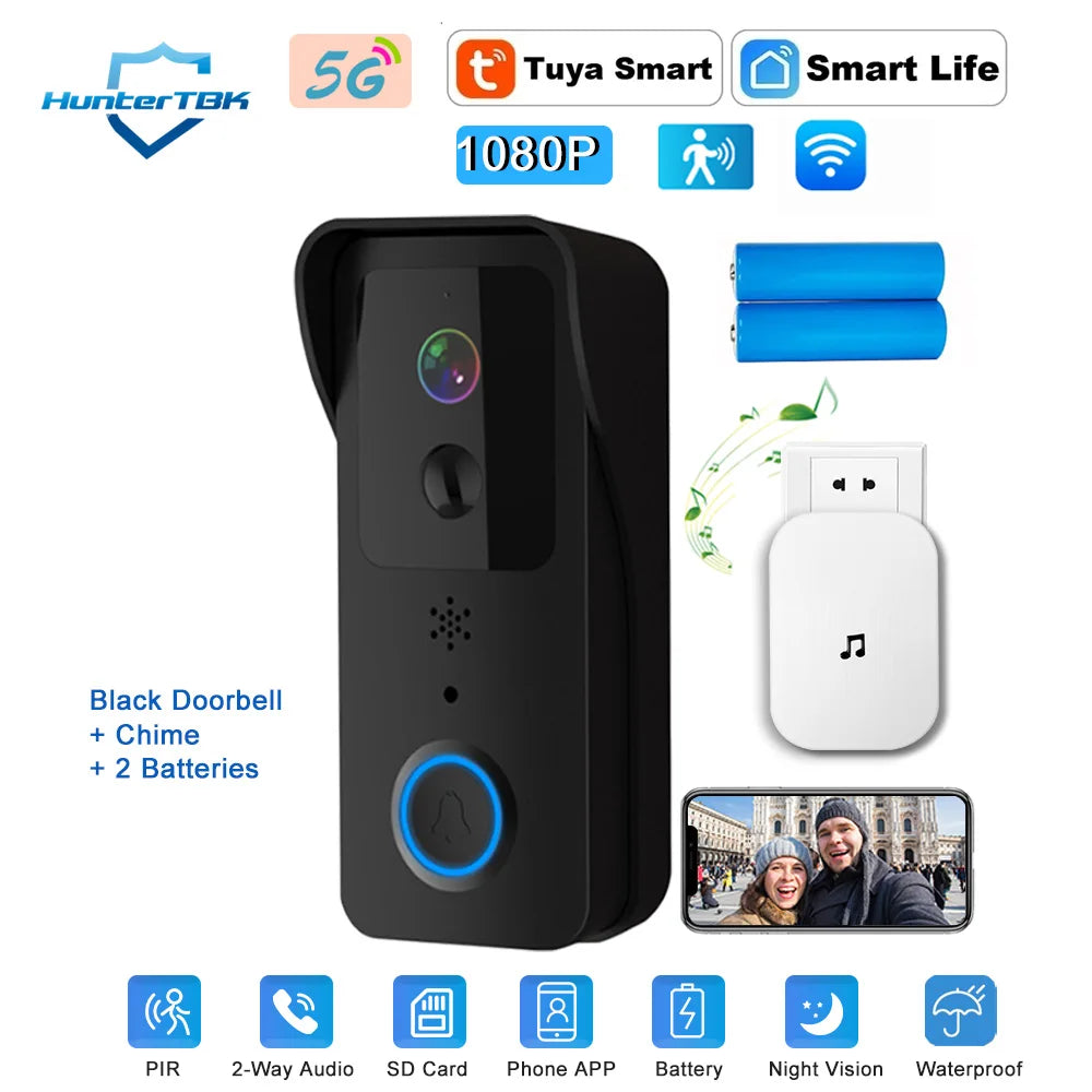 5G/2.4G WiFi Video Doorbell | 1080P Tuya Smart Outdoor Wireless Intercom & Camera