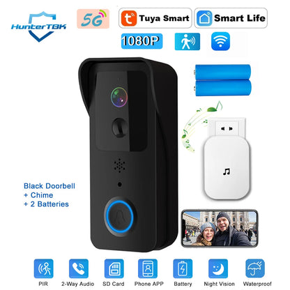 5G/2.4G WiFi Video Doorbell | 1080P Tuya Smart Outdoor Wireless Intercom & Camera