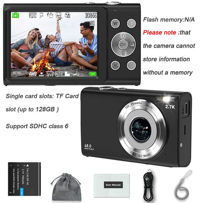 4K Digital Vlogging Camera | 48MP Autofocus HD Camcorder with 2.8" Screen for Kids & Adults