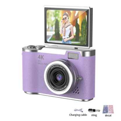 4K Digital Selfie Camera | 48MP CCD Flip Screen Camera with 8X Zoom & 32GB Card