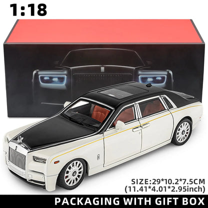 1:18 Rolls-Royce Phantom Diecast Model Car | Zinc Alloy Pull-Back Toy with Sound & Light | Realistic Luxury Car Collectible