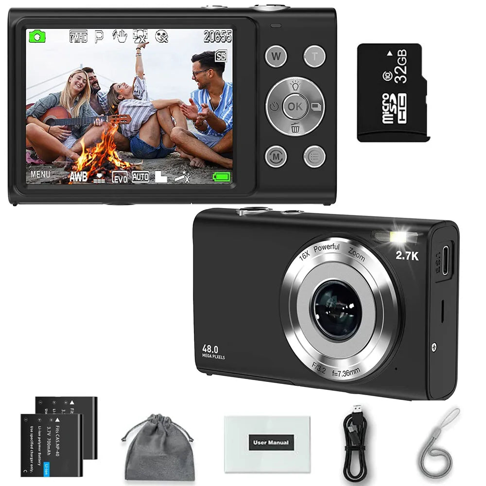 4K Digital Vlogging Camera | 48MP Autofocus HD Camcorder with 2.8" Screen for Kids & Adults