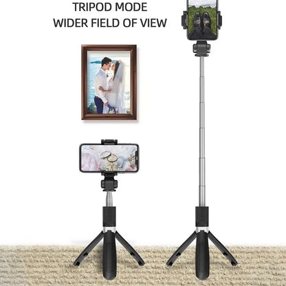 H1 Wireless Bluetooth Selfie Stick Tripod | 3-in-1 Foldable Monopod Stand with Phone Holder for Travel & Outdoor Use