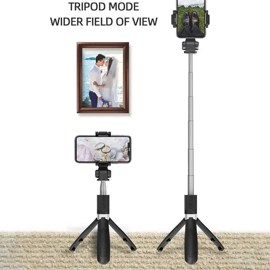 H1 Wireless Bluetooth Selfie Stick Tripod | 3-in-1 Foldable Monopod Stand with Phone Holder for Travel & Outdoor Use