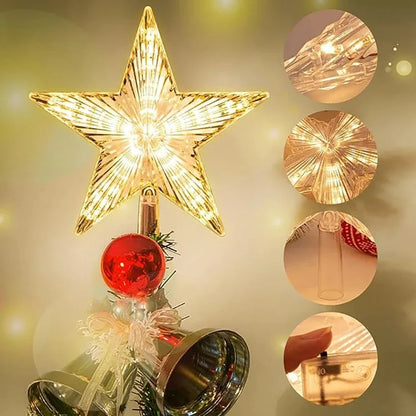15cm Christmas Tree LED Star Topper | Warm White Shining Light Decoration for Home, Room & Holiday Festival Décor