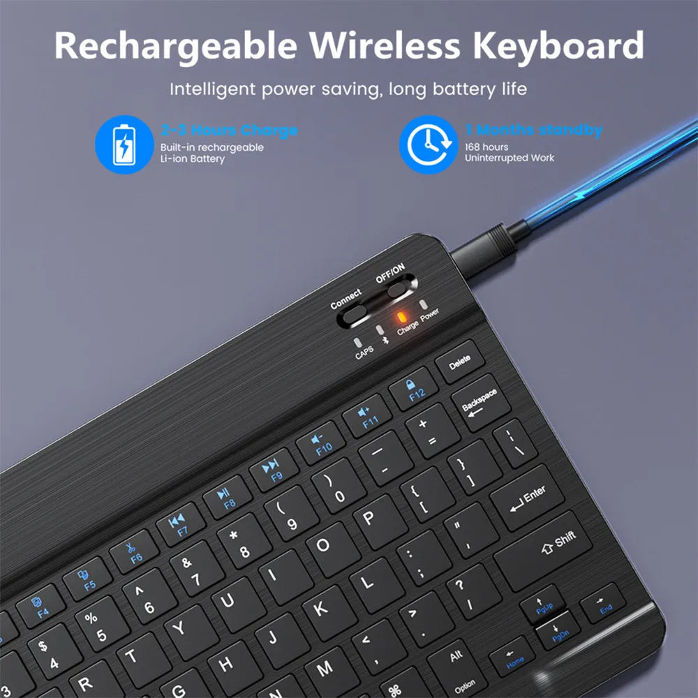 Bluetooth Wireless Keyboard & Mouse Combo | Multi-Language for iOS, Android & Windows Tablets