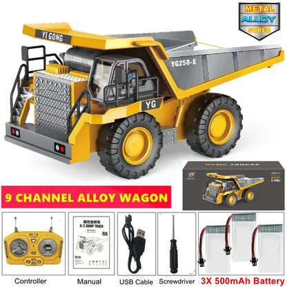 4WD Remote Control Excavator & Dump Truck | Alloy 4x4 Bulldozer RC Construction Vehicle Toy