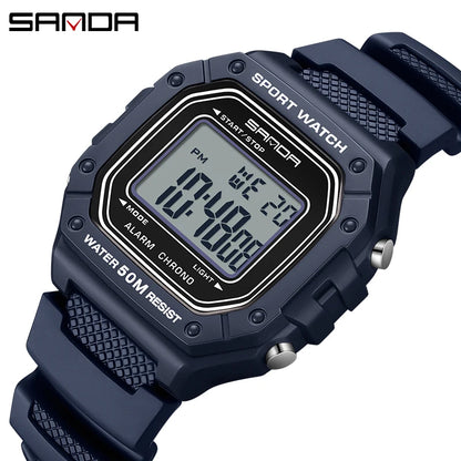 SANDA 2156 Men’s Military Watch | Sport LED Digital Wristwatch with Big Dial & Water Resistance