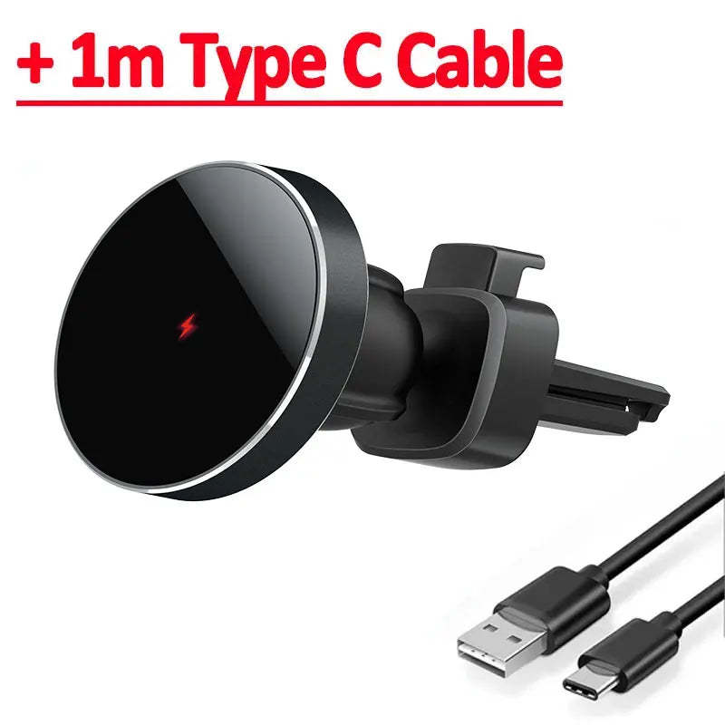 30W Magnetic Car Wireless Charger | Fast Charging Phone Holder Stand for iPhone 11-15 Pro Max