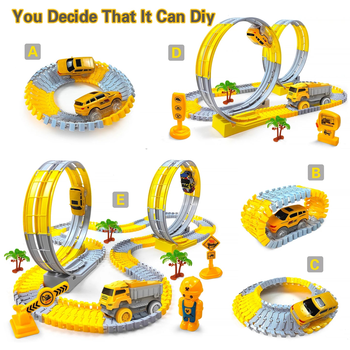 Children Electric Track Toy Car Set | Mini Engineering Cars with Anti-Gravity Track for Kids