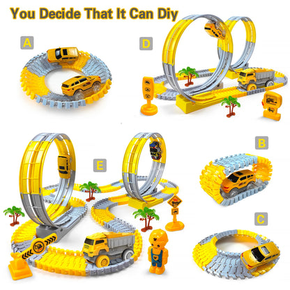 Children Electric Track Toy Car Set | Mini Engineering Cars with Anti-Gravity Track for Kids