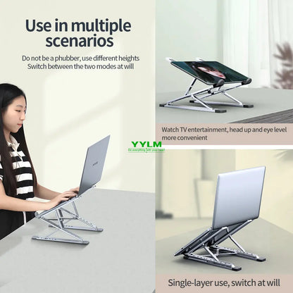 YYLM N8 Adjustable Aluminum Laptop Stand | Foldable Portable Cooling Notebook Holder for MacBook