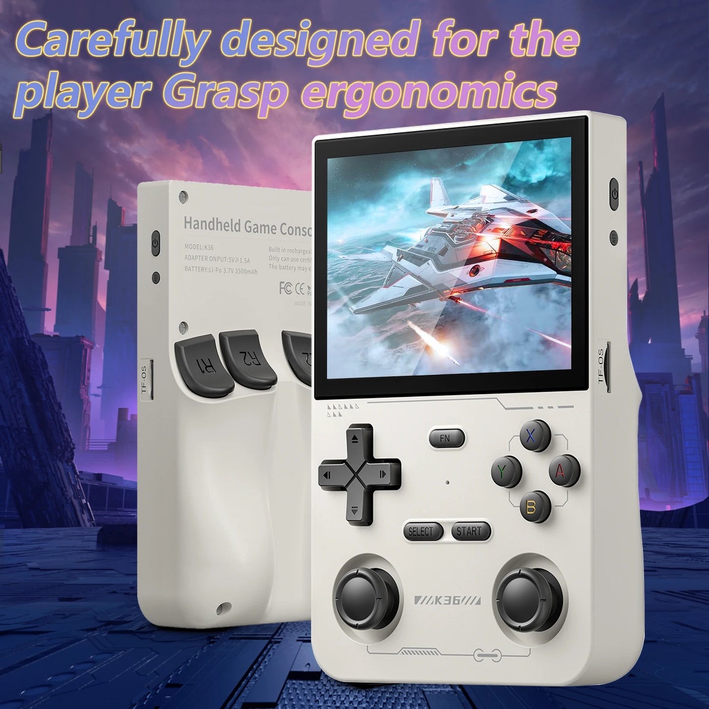 GAMINJA K36 Handheld Game Console | 3.5" IPS Screen, 64GB Built-in Simulator Games