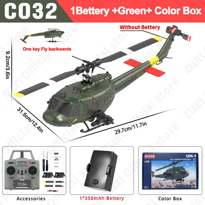 C032 RC Helicopter | 2.4G 6-Axis Gyro, Altitude Hold & Brushless Remote Control Drone for Kids & Adults