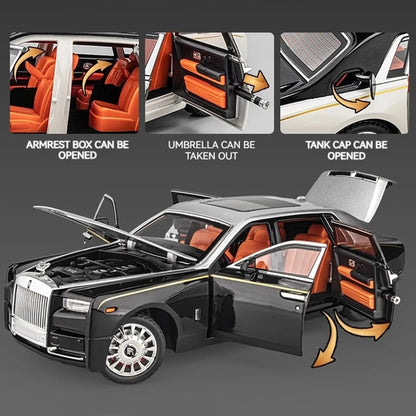 1:18 Rolls-Royce Phantom Diecast Model Car | Zinc Alloy Pull-Back Toy with Sound & Light | Realistic Luxury Car Collectible