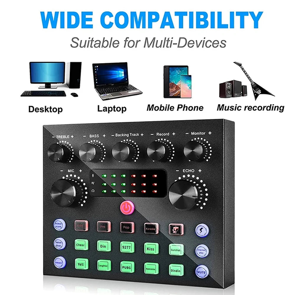 V8S Live Sound Card Bundle | Podcast & Music Recording Set with Microphone for DJs and Live Streaming