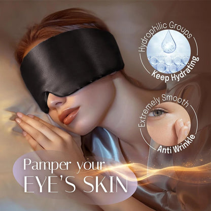 100% Mulberry Silk Sleeping Mask | Soft Padded Eye Mask for Light Blocking & Travel Sleep Aid