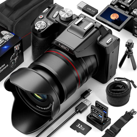 NBD 5K Digital Camera | 16X Optical Zoom with WiFi, App Control & 180° Flip Screen for Vlogging