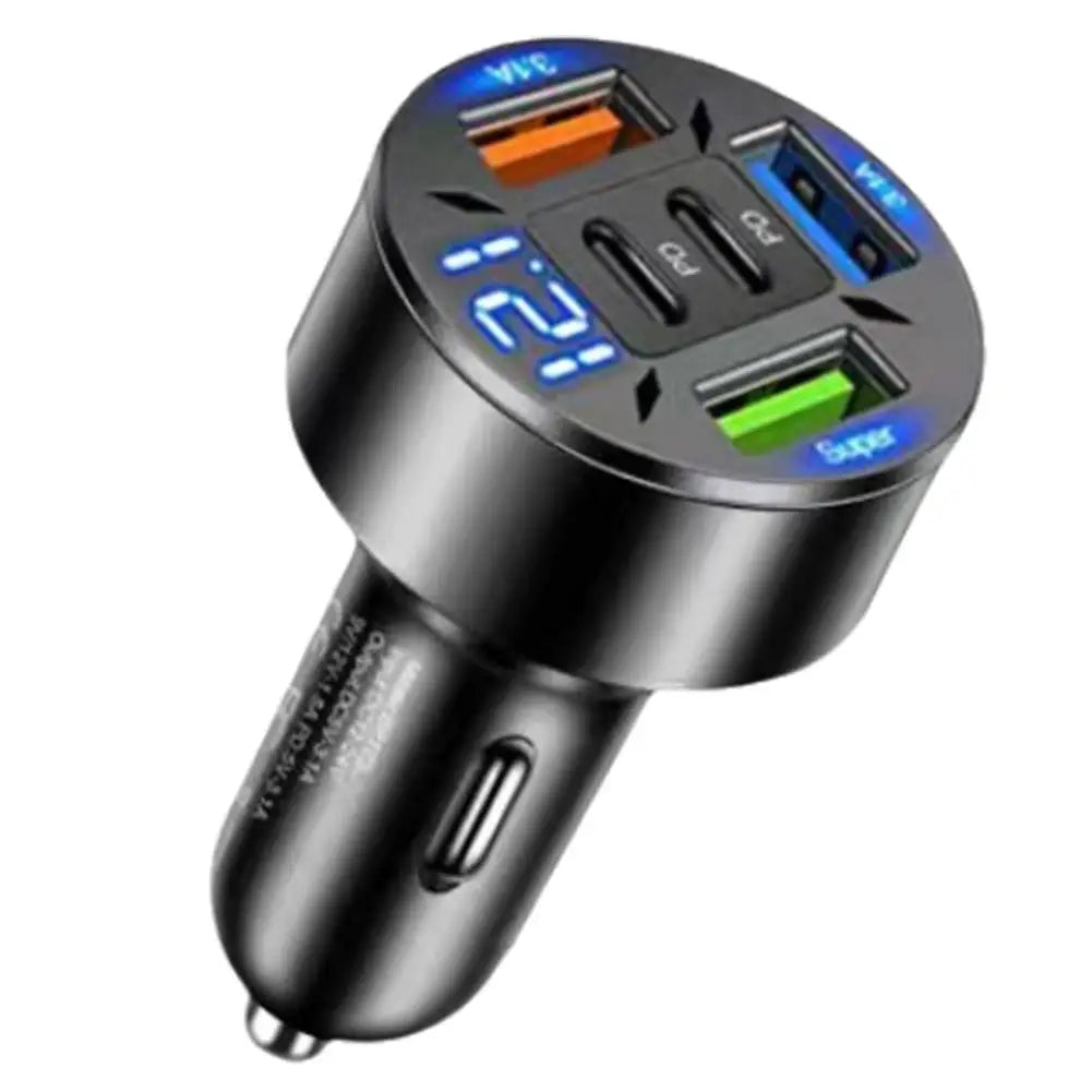 250W 5-Port Car Charger | Fast Charging PD & QC3.0 USB-C Adapter for iPhone & Smartphones