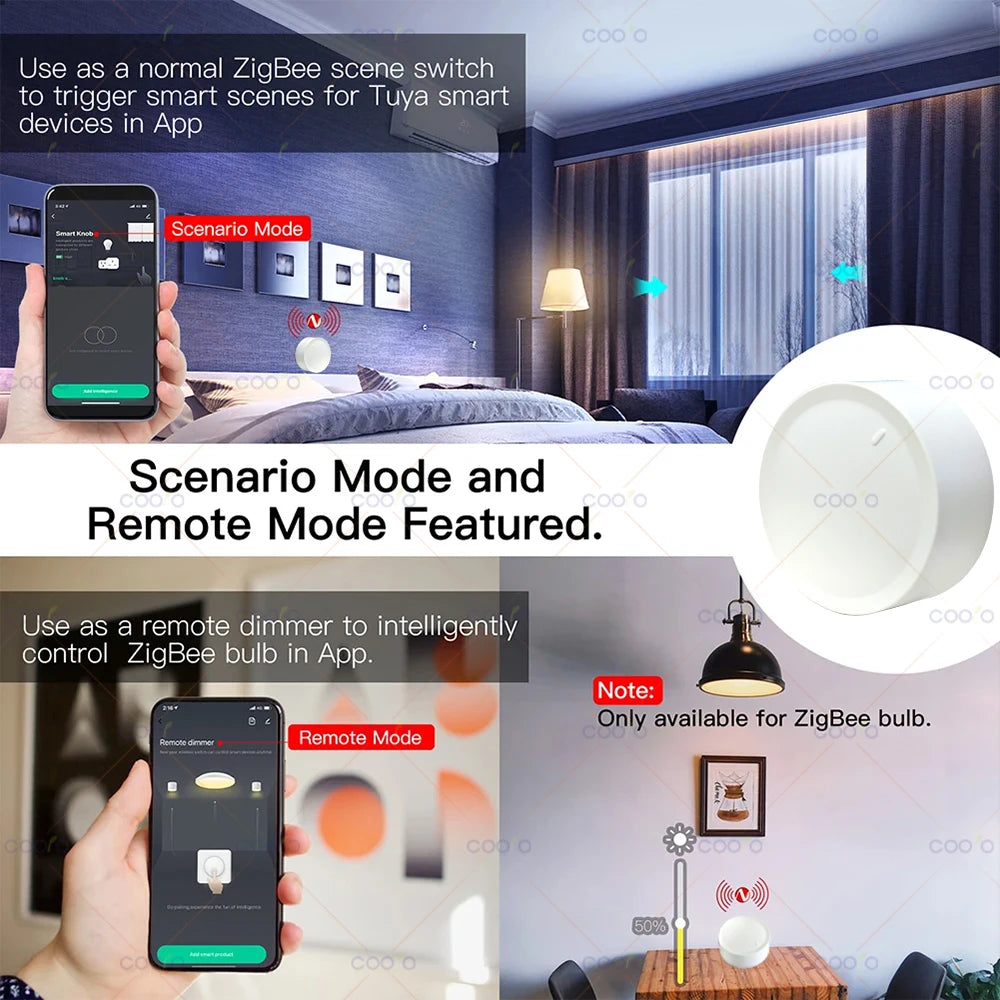 Tuya ZigBee Smart Knob Switch | DIY Wireless Rotatable Dimmer for Home Automation & Appliance Control