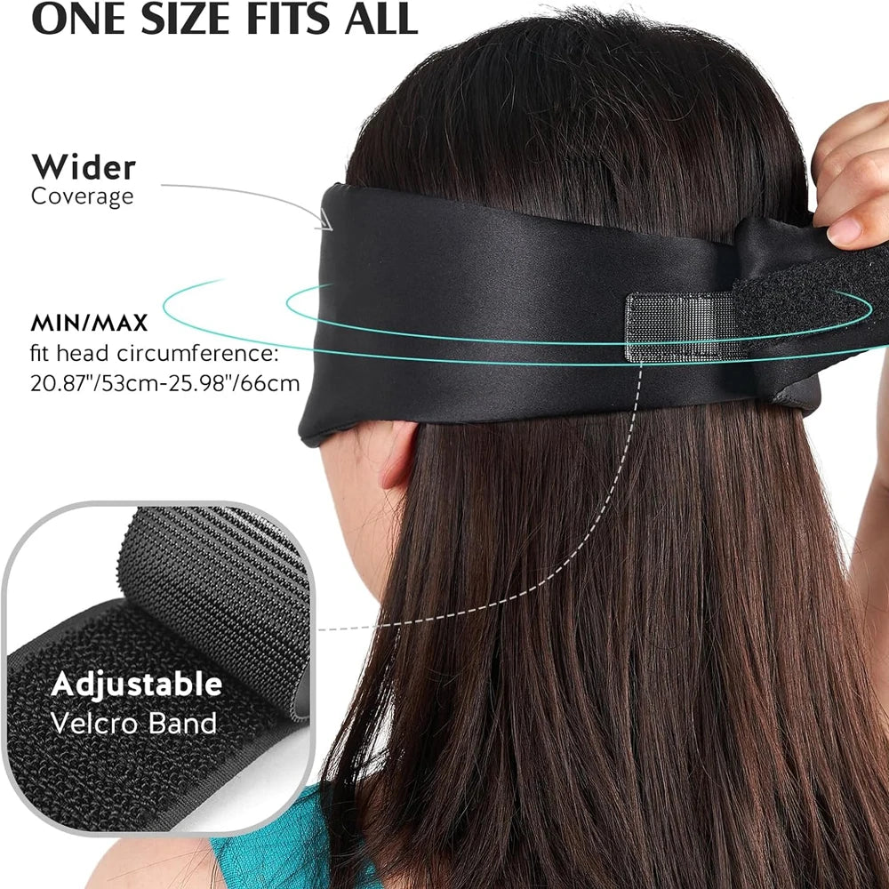 100% Mulberry Silk Sleeping Mask | Soft Padded Eye Mask for Light Blocking & Travel Sleep Aid