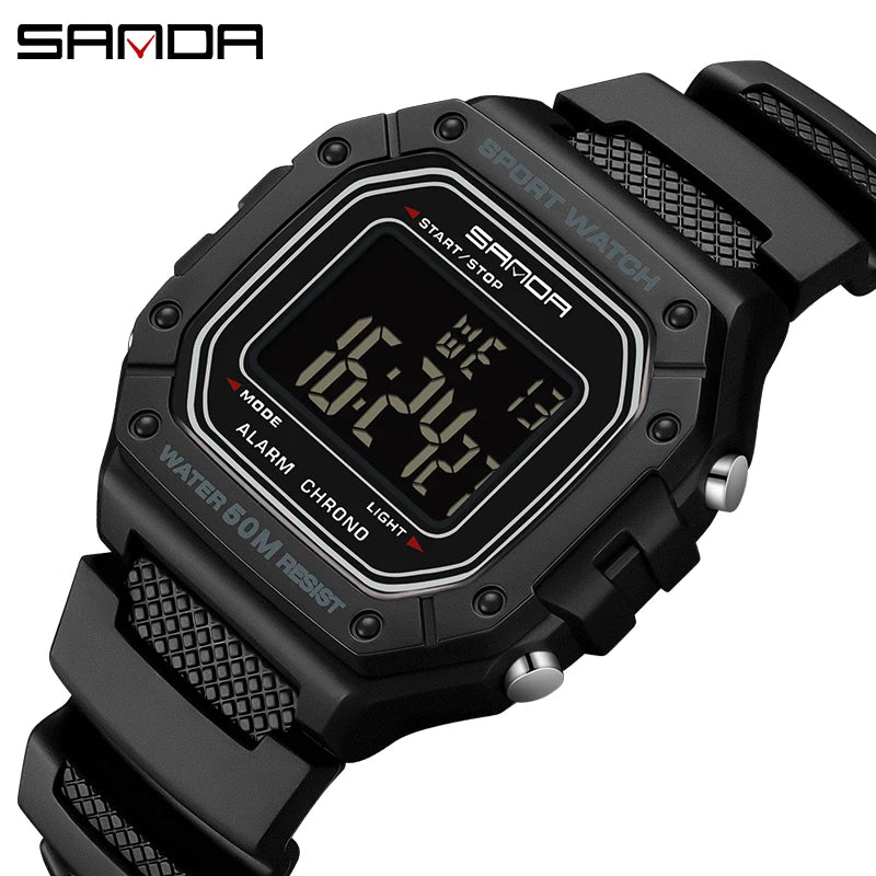 SANDA 2156 Men’s Military Watch | Sport LED Digital Wristwatch with Big Dial & Water Resistance