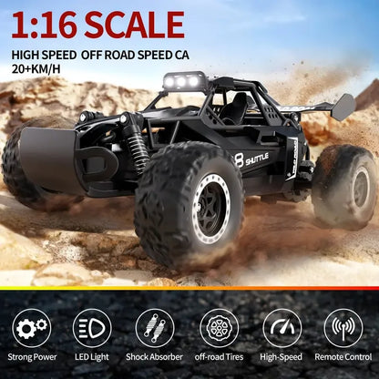 RC Off-Road Car 1:16 Scale | High-Speed 20KM/H 2WD Electric Monster Truck with 2.4G Remote
