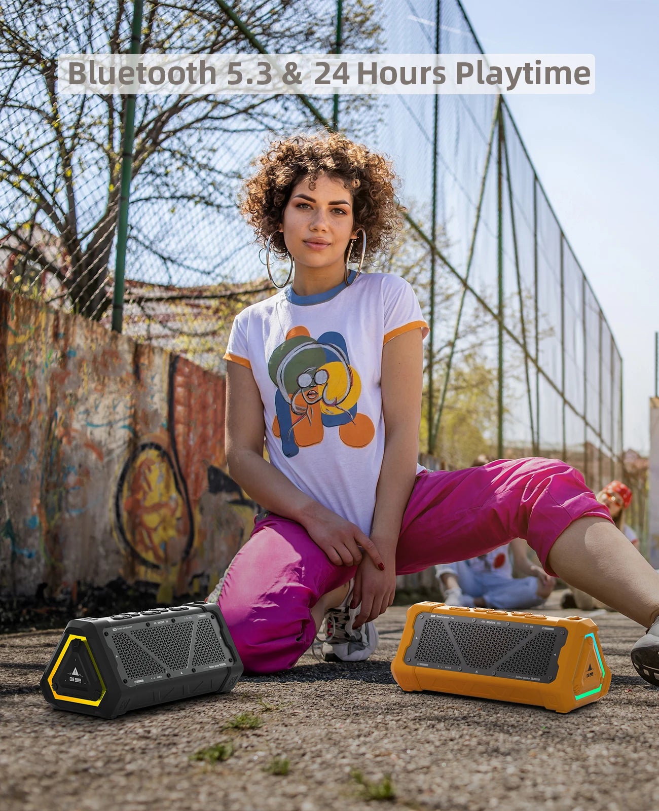 MLOVE P3 Outdoor Bluetooth Speaker | 40W Stereo Sound, IPX7 Waterproof, RGB Lights & Micro SD Support