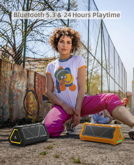 MLOVE P3 Outdoor Bluetooth Speaker | 40W Stereo Sound, IPX7 Waterproof, RGB Lights & Micro SD Support
