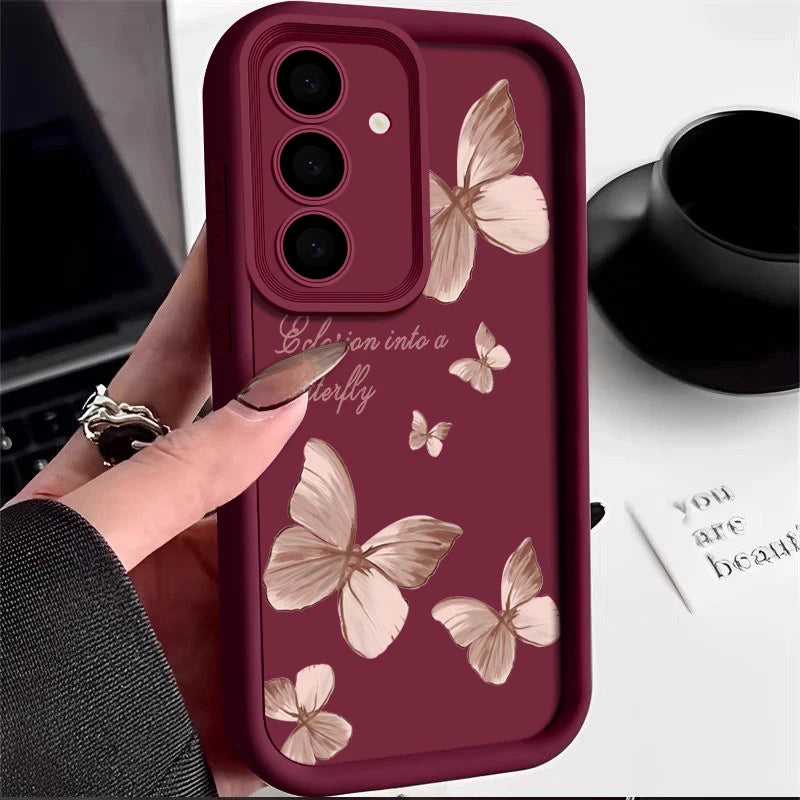 Gold Butterfly Soft TPU Case | Protective Phone Cover for Samsung Galaxy A & S Series 5G