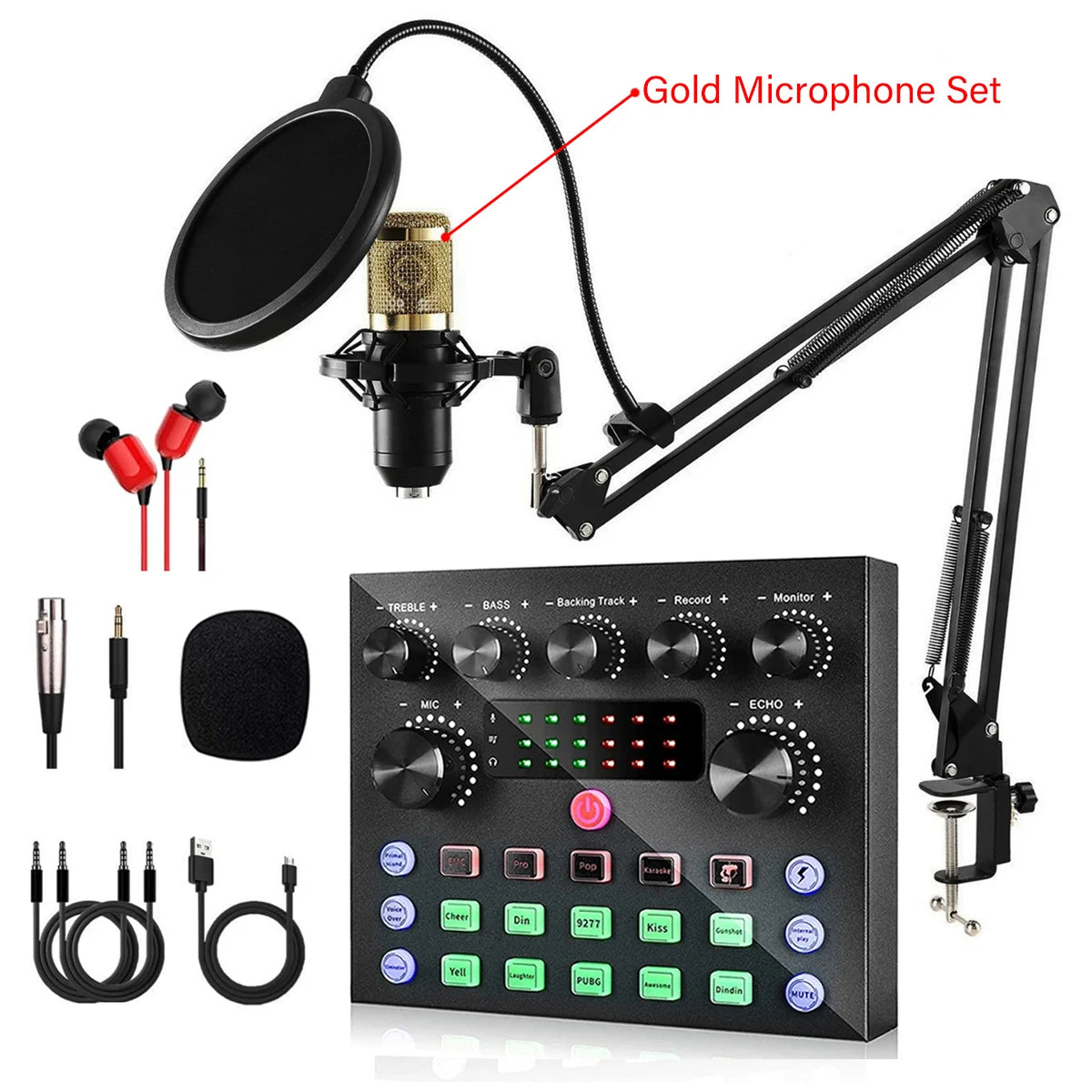 V8S Live Sound Card Bundle | Podcast & Music Recording Set with Microphone for DJs and Live Streaming