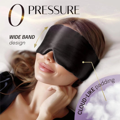 100% Mulberry Silk Sleeping Mask | Soft Padded Eye Mask for Light Blocking & Travel Sleep Aid