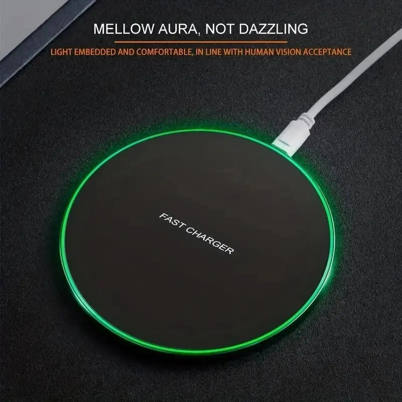 30W Wireless Charger Pad | Fast Charging Dock for iPhone 12–15, Samsung S22–S23, Xiaomi & Huawei