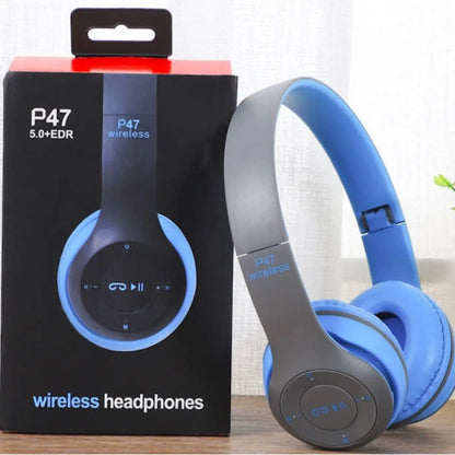 P47 Bluetooth 5.1 Wireless Headphones | Stereo Over-Ear Headset with Black Technology Sound Enhancement