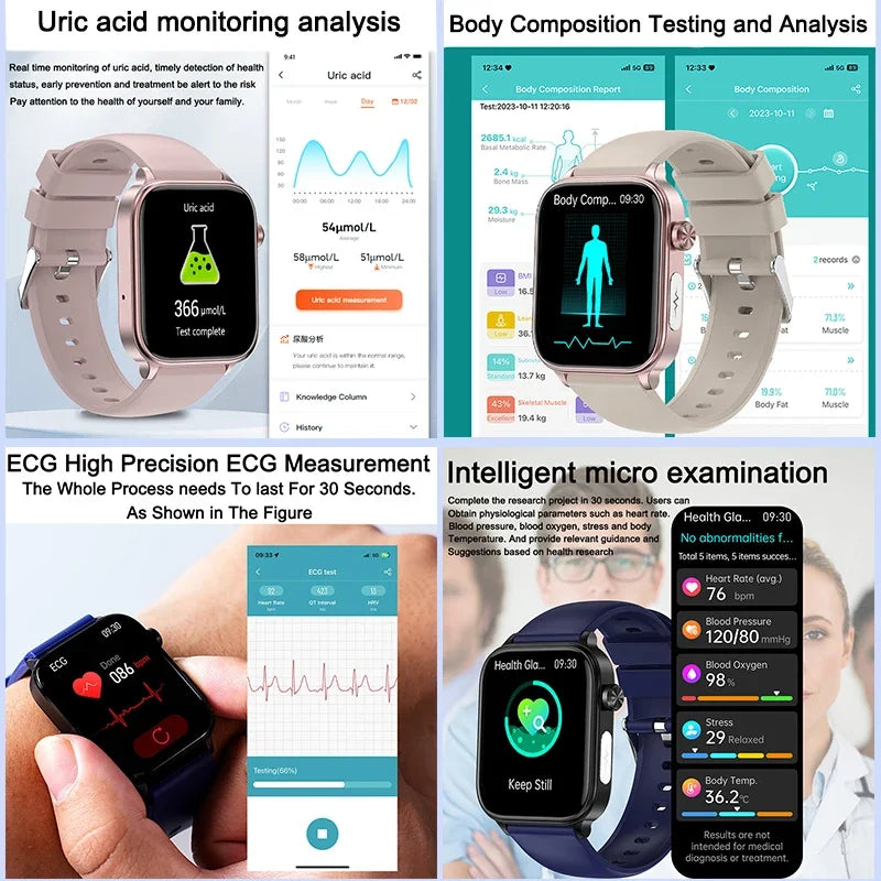 AI Diagnostic Smart Health Watch for Women 2025 | Blood Lipid, Uric Acid & Body Composition Tracker