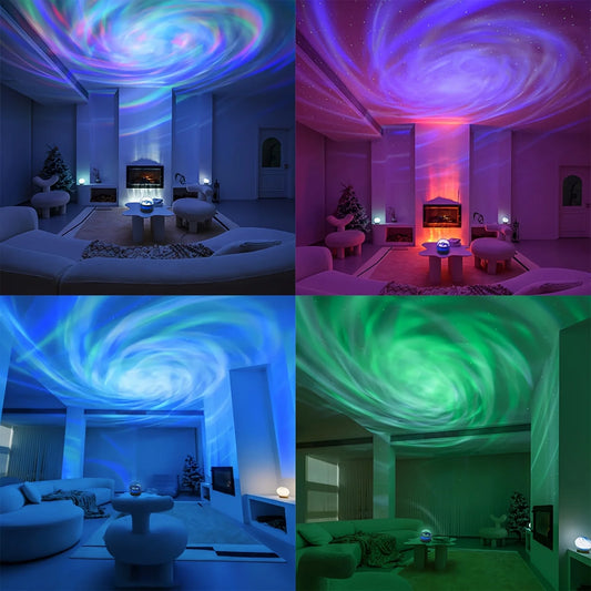 LED Galaxy Projector Night Light | USB Rechargeable Starry Sky Lamp with Remote & 7 Lighting Modes