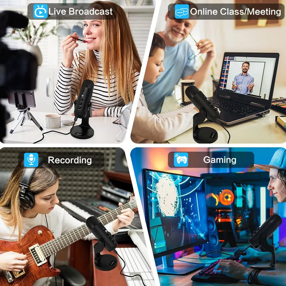 Haomuren USB Condenser Microphone | PC & Mac Mic for Gaming, Streaming, Podcasting, and Recording