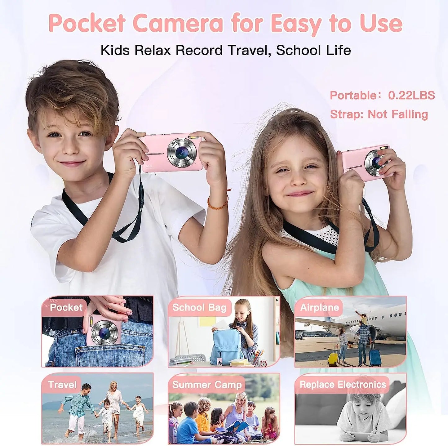 Digital Camera for Kids | 44MP Compact Camcorder with 16x Zoom & 1080P HD Video – Beginner Photography Camera
