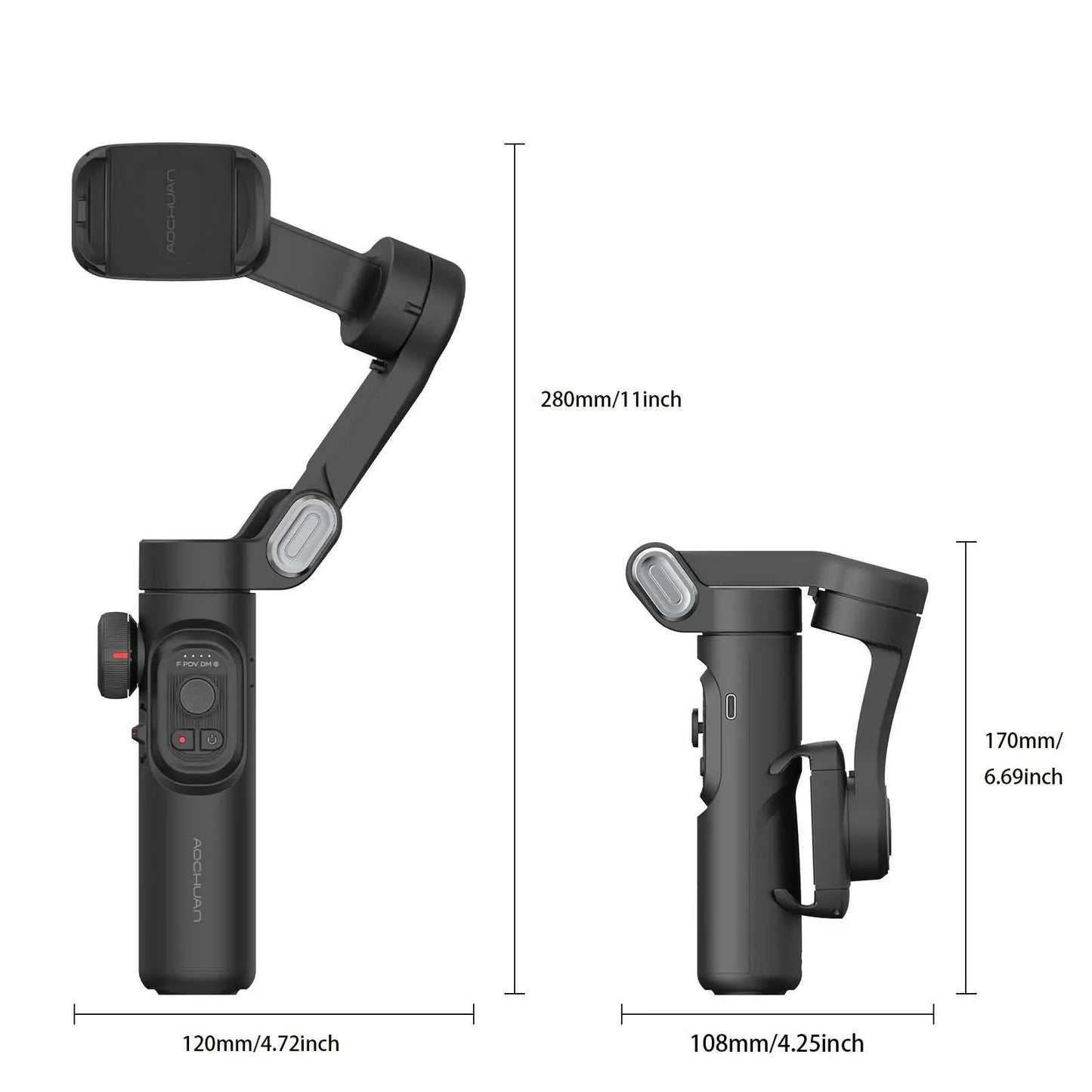 AOCHUAN Smart XE 3-Axis Handheld Gimbal Stabilizer with Fill Light for iPhone & Android | Face Tracking Vlog Gimbal for TikTok & YouTube
