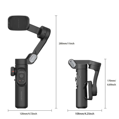 AOCHUAN Smart XE 3-Axis Handheld Gimbal Stabilizer with Fill Light for iPhone & Android | Face Tracking Vlog Gimbal for TikTok & YouTube