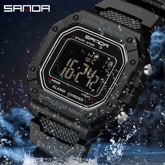 SANDA 2156 Men’s Military Watch | Sport LED Digital Wristwatch with Big Dial & Water Resistance