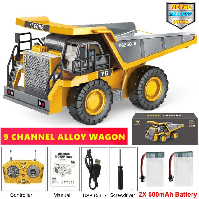 4WD Remote Control Excavator & Dump Truck | Alloy 4x4 Bulldozer RC Construction Vehicle Toy